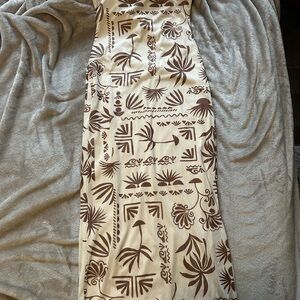Brown and Cream Patterned Maxi Dress